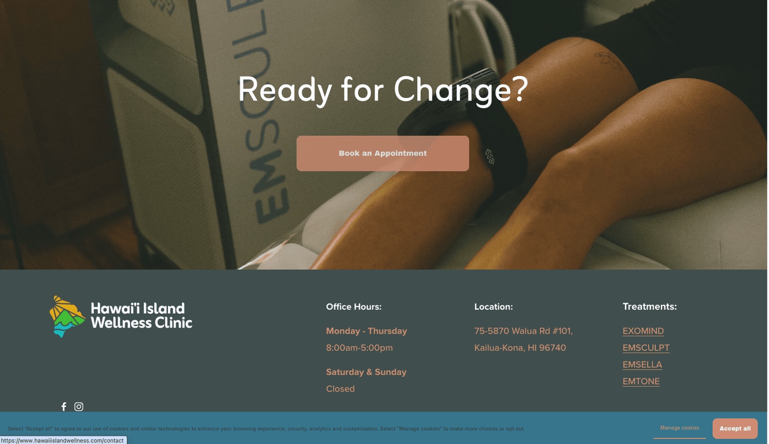 Hawaii Island Wellness homepage designed by Cornerstone Creative