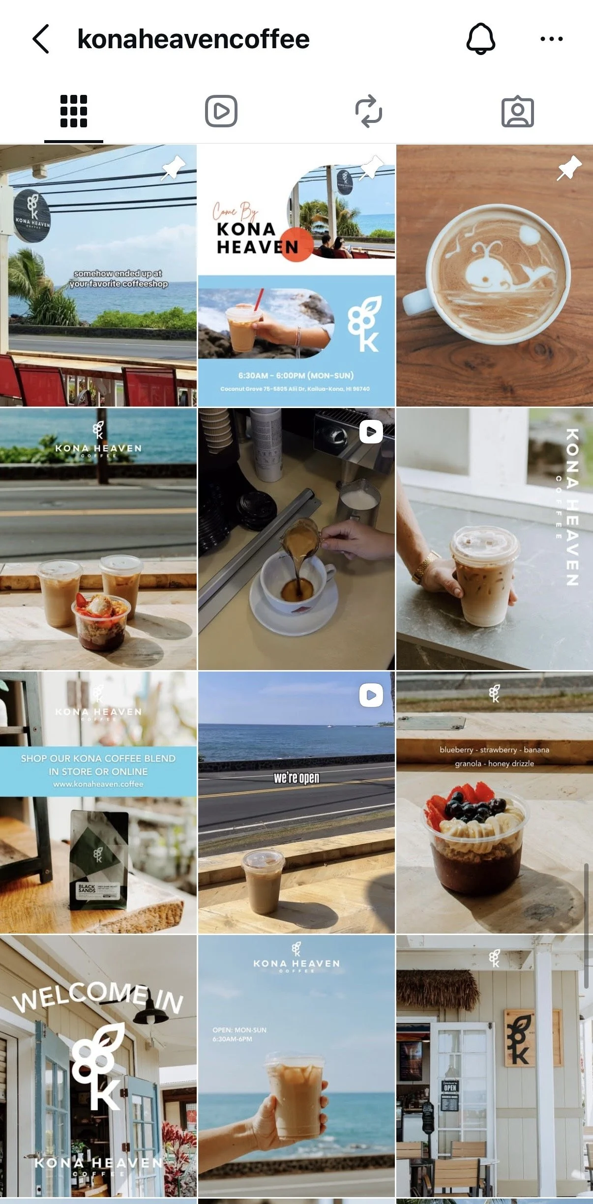 Kona Heaven Coffee Instagram feed managed by Cornerstone Creative