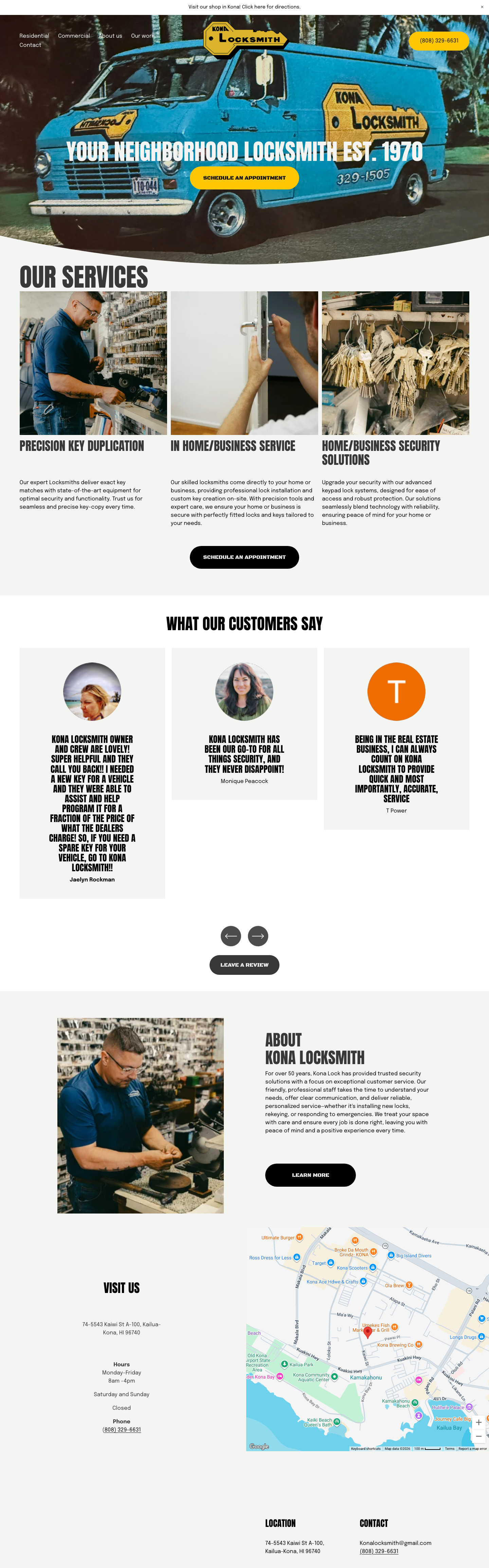 Kona Lock & Security website designed by Cornerstone Creative